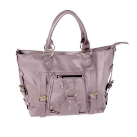 [Dream Lady] Charm Griege Leatherette Double Handle Handbag Shoulder Bag Satchel Bag Purse