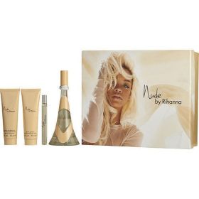 RIHANNA NUDE by Rihanna EAU DE PARFUM SPRAY 3.4 OZ & BODY LOTION 3 OZ & SHOWER GEL 3 OZ & EAU DE PARFUM SPRAY .34 OZ MINI