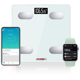 Smart Digital Bathroom Weighing Scale with Body Fat and Water Weight for People; Bluetooth BMI Electronic Body Analyzer Machine; 400 lbs.5 Core