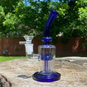 7" Glass Water Pipe Bong Bubbler Hookah W/ Percolator+5 FREE Screens