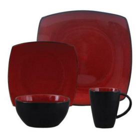 Gibson Home Soho Lounge 16-Piece Dinnerware Set, Red