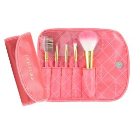 Jacki Design Vintage Allure 5 PC Make Up Brush Set And Bag, Coral